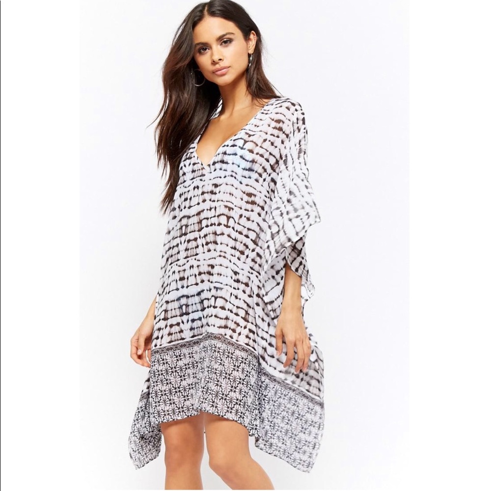 Hawaiian Tropic black & white tie-dye cover-up